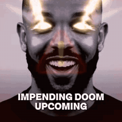 Man With Beard Smiling Glowing Eyes Impending Doom Upcoming GIF