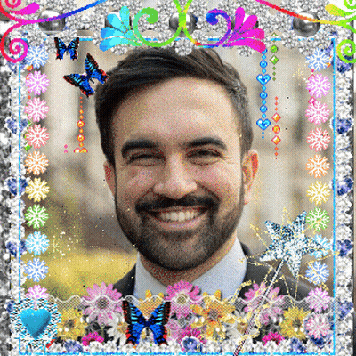 Man With Beard Smiling In Colorful Frame GIF