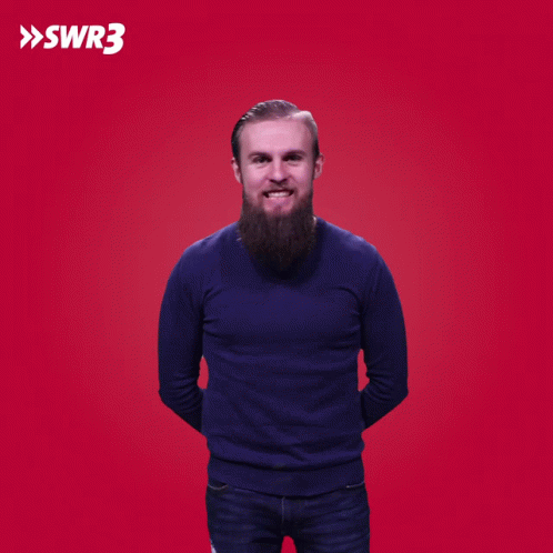 Man With Beard Smiling In Front Of SWR3 GIF