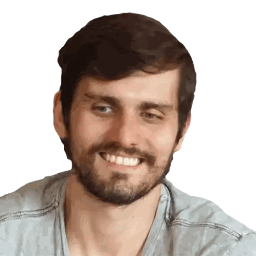 Man With Beard Smiling In Gray Shirt Sticker
