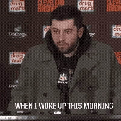 Man With Beard Standing At Microphone Saying When I Woke Up This Morning GIF