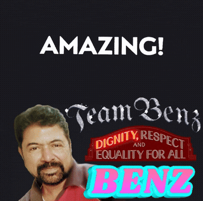 Man With Beard Standing Before Amazing Team Benz Sign GIF