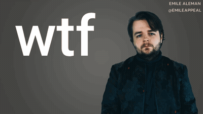 Man With Beard Standing In Front Of WTF Sign GIF