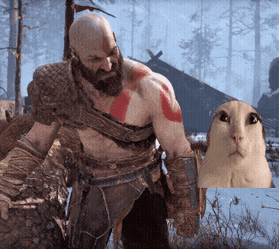 Man With Beard Standing Next To Rabbit GIF