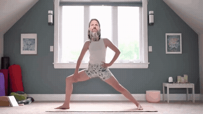 Man With Beard Standing On Yoga Mat GIF