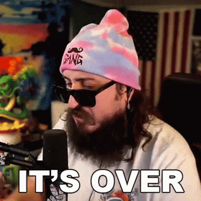 Man With Beard Sunglasses And Hat Says Its Over GIF