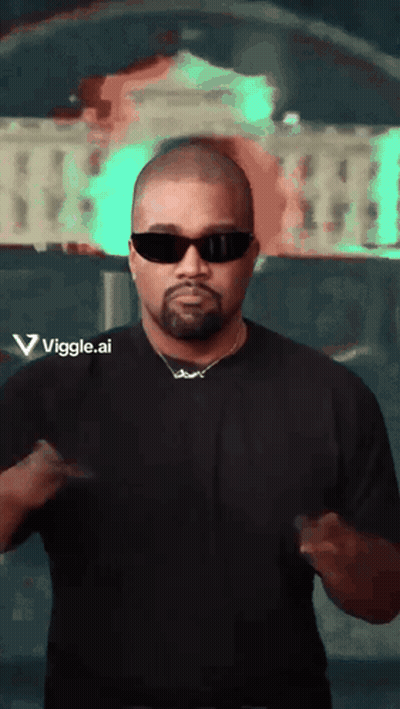 Man With Beard Sunglasses And Kanye West Name Tag GIF