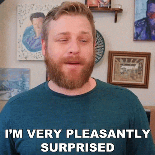 Man With Beard Surprised At Paintings GIF
