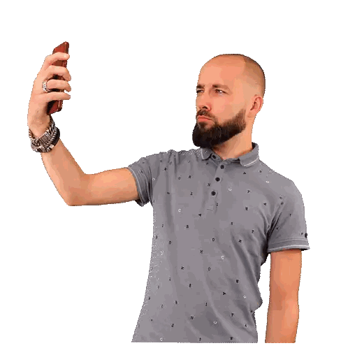 Man With Beard Taking Selfie Sticker