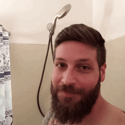 Man With Beard Taking Shower GIF