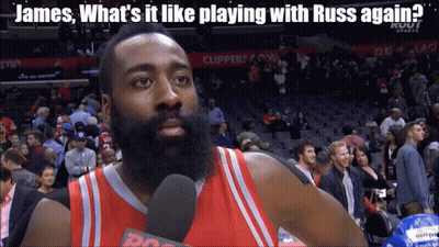 Man With Beard Talking Into Microphone What's It Like Playing With Russ Again GIF