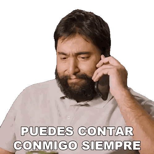 Man With Beard Talking On Phone Contar Conmigo Siempre Sticker