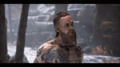 Man With Beard Tattoo Saying I Am A Warrior GIF