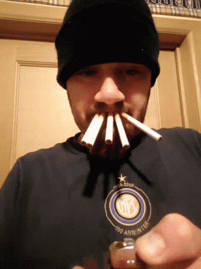 Man With Beard Wearing 100 Anni Inter Shirt GIF