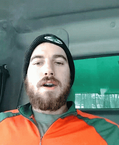 Man With Beard Wearing Astro Bees Beanie GIF