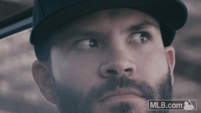 Man With Beard Wearing Hat And MLB Logo GIF