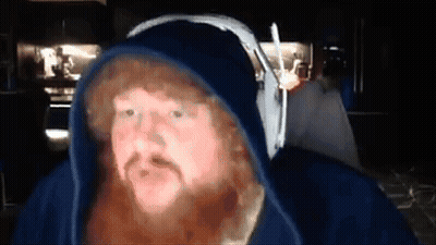 Man With Beard Wearing Headphones And Blue Hood GIF