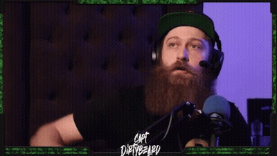 Man With Beard Wearing Headphones And Capt Dirty Hat GIF