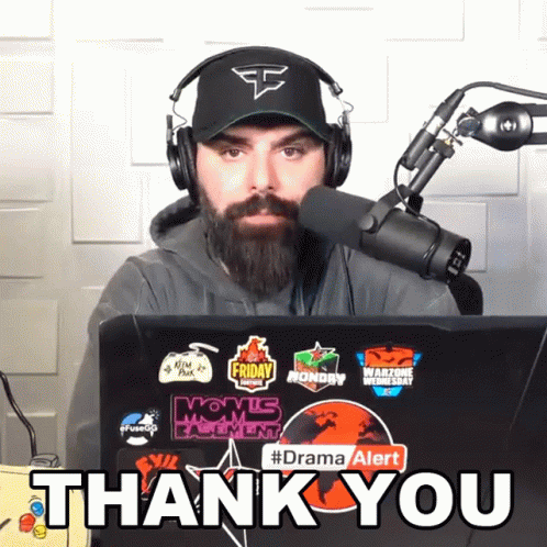 Man With Beard Wearing Headphones And Hat Says Thank You GIF