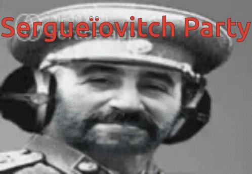 Man With Beard Wearing Headphones And Sergueiovitch Party Hat GIF