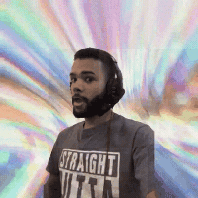 Man With Beard Wearing Headphones And T-Shirt GIF