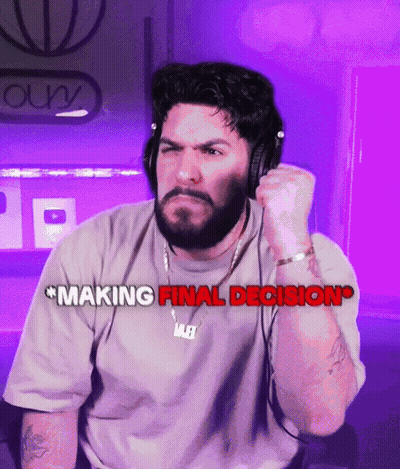 Man With Beard Wearing Headphones Making Final Decision GIF