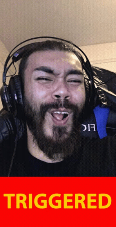 Man With Beard Wearing Headphones Saying Triggered GIF