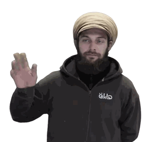 Man With Beard Wearing Hoodie Saying Oklo Sticker