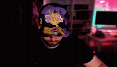 Man With Beard Wearing Lakers Hat GIF
