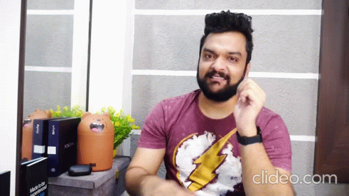 Man With Beard Wearing Lightning Bolt Shirt GIF