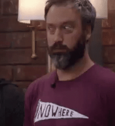 Man With Beard Wearing Nowhere T-Shirt GIF