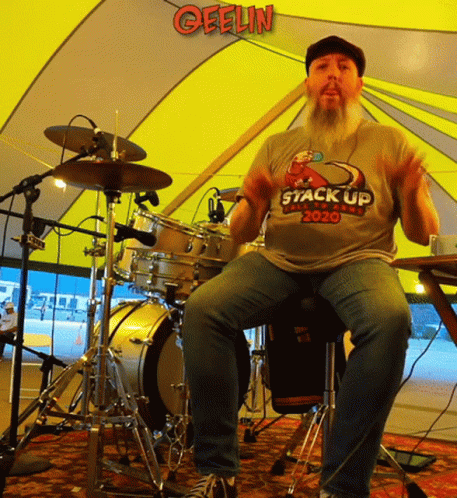 Man With Beard Wearing Stack Up 2020 Shirt GIF