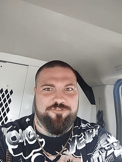 Man With Beard Wearing Supreme Shirt GIF