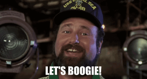 Man With Beard Wearing USS Seal Sea Hat GIF