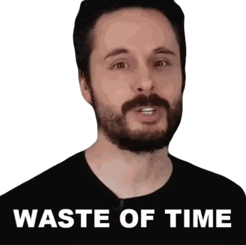 Man With Beard Wearing Waste Of Time Shirt Sticker