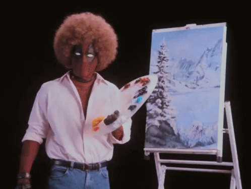 Man With Big Afro Holding Palette GIF