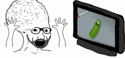 Man With Big Brains Watching Pickle Rick GIF