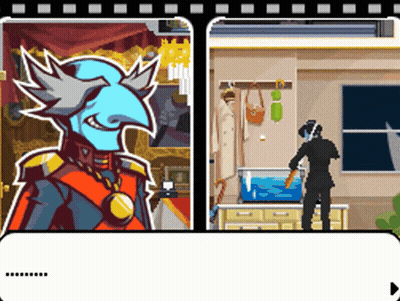Man With Bird On Head Next To Fish Tank GIF