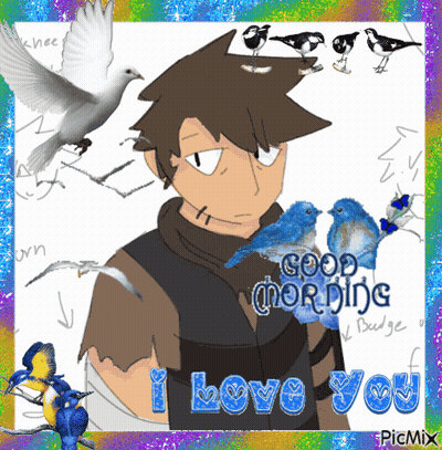 Man With Birds Saying Good Morning GIF