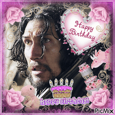 Man With Birthday Cake And Heart Saying Happy Birthday GIF