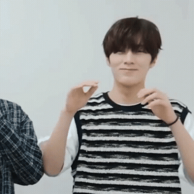 Man With Black And White Striped Shirt Peace Sign GIF