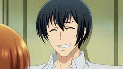 Man With Black Hair Smiling At Another Person GIF