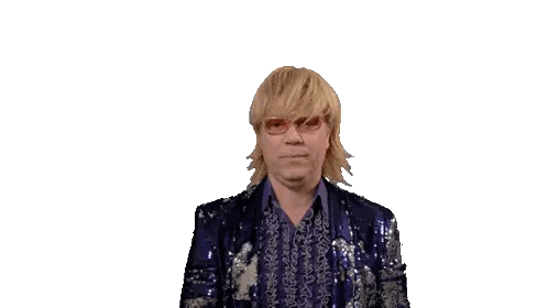 Man With Blonde Hair And Glasses In Sequined Suit Sticker