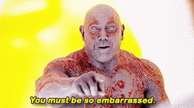Man With Blood On Chest Pointing Saying You Must Be So Embarrassed GIF