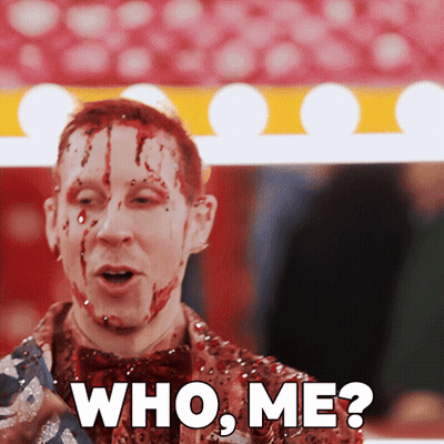 Man With Blood On Face Asking Who Me GIF