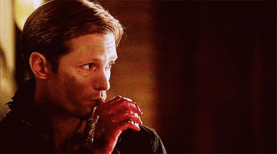 Man With Blood On Face Holding Bloody Hand To Mouth GIF