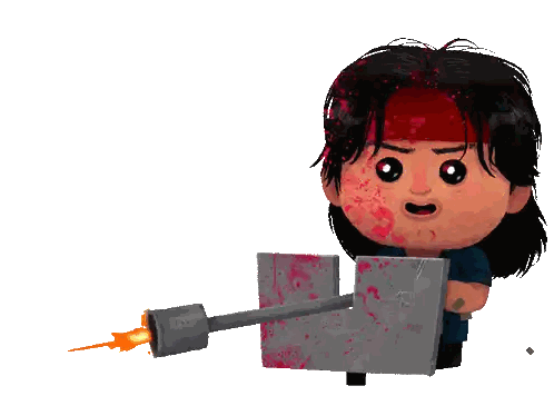 Man With Blood On Face Holding Gun Sticker