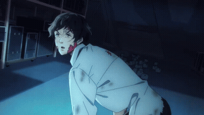 Man With Blood On Face Kneeling GIF