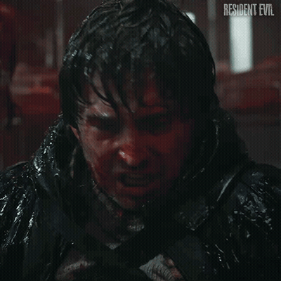 Man With Blood On Face Resident Evil GIF