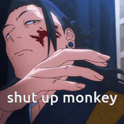 Man With Blood On Face Saying Shut Up Monkey GIF